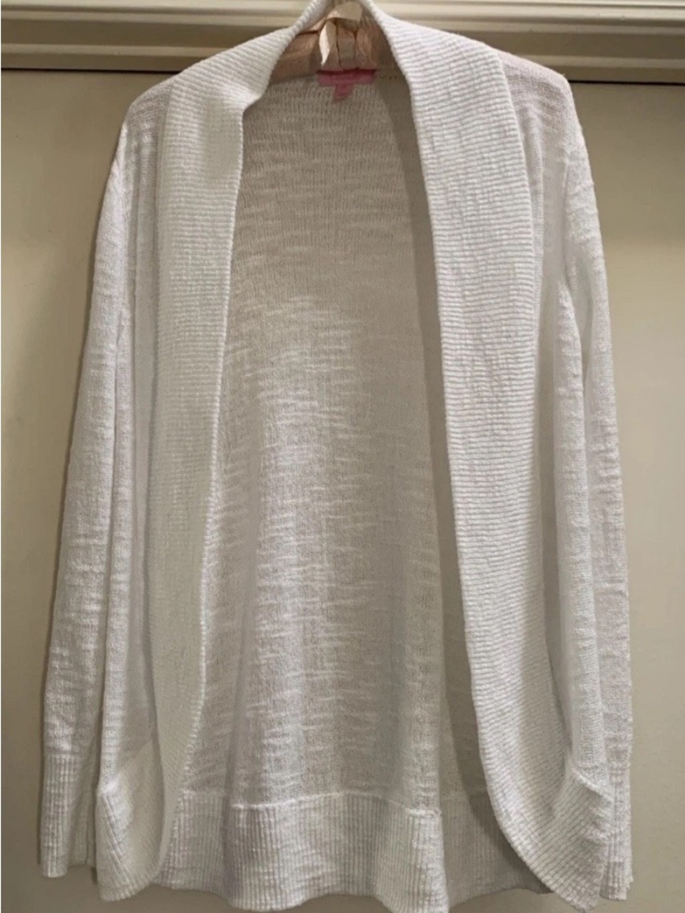 Lilly Pulitzer white open cardigan sweater medium small flaw see photo versatile